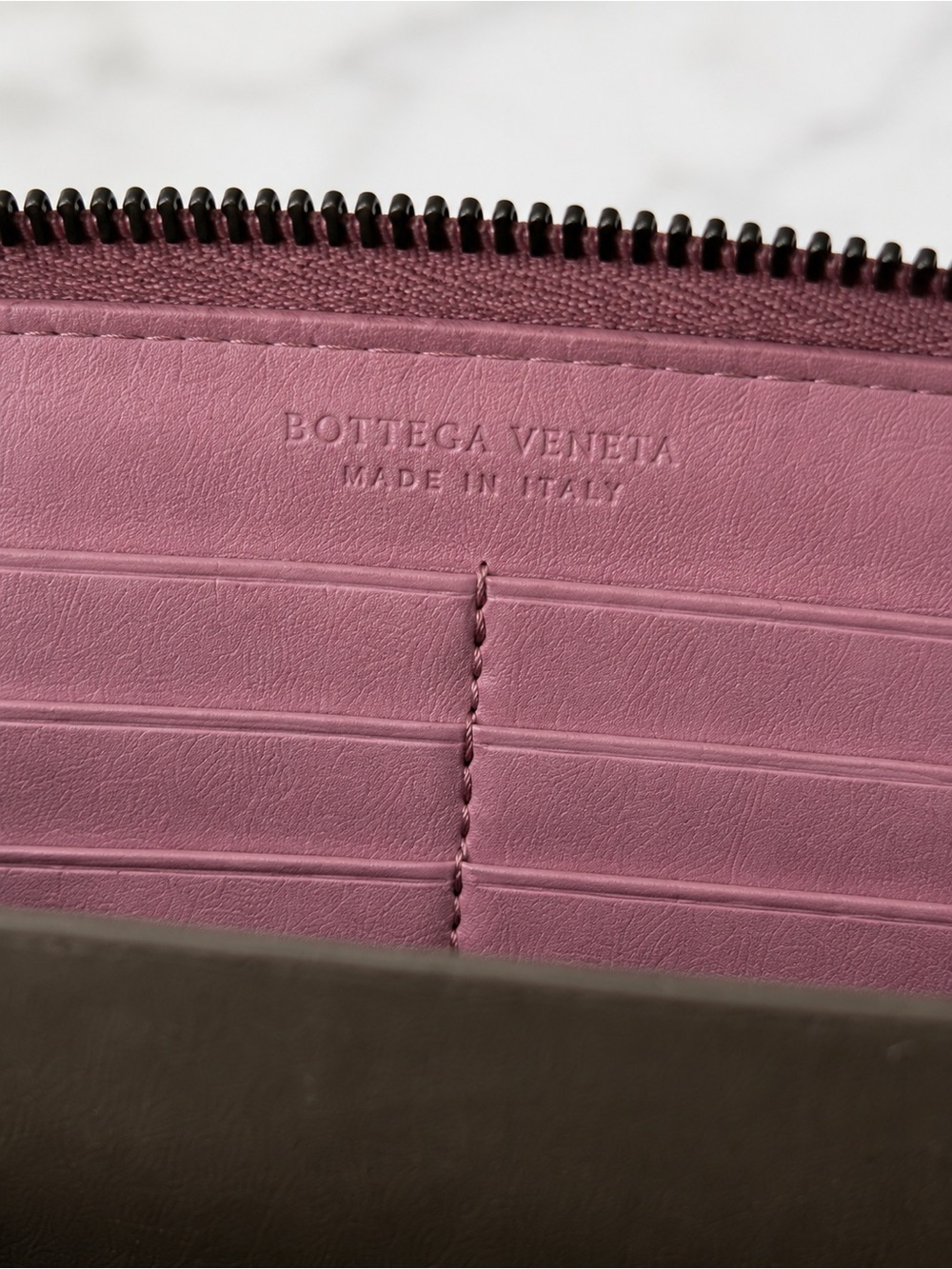 Bottega Veneta Intrecciato Zip Around Wallet Pink Leather - Picture 6 of 8